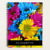 Fleurs colorées, Faisées, Boho, Votre Nom (Devant)