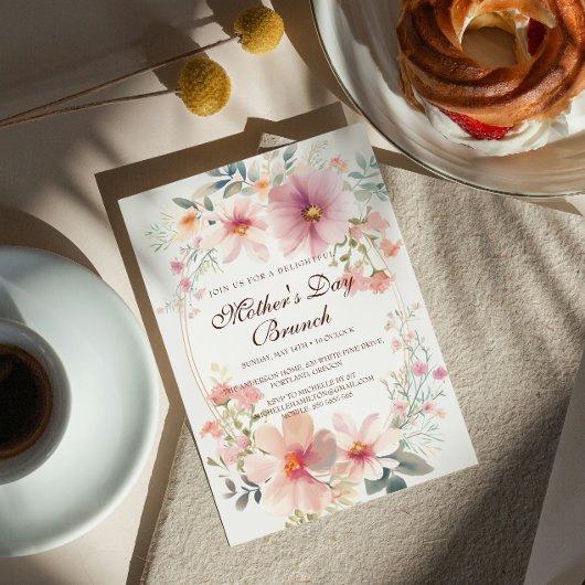 Fleurs colorées Fête des mères Brunch Invitation
