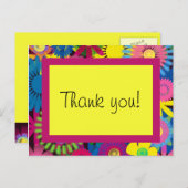 Fleurs colorées Fille Merci d'anniversaire Carte p (Devant / Derrière)