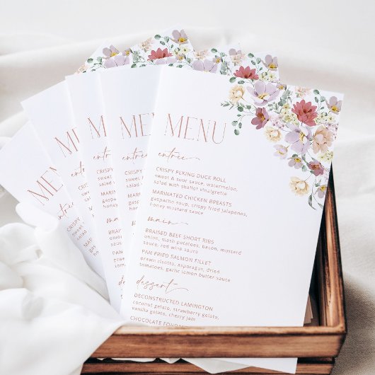 Fleurs Colorées, Fleurs Sauvages, Bohème, Menu de