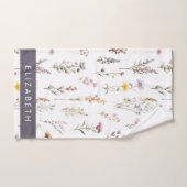 Fleurs colorées, Fleurs sauvages, Verdure, Votre N (Serviette à main)