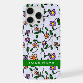 Fleurs Colorées, Fond Bleu, Vert (Verso)