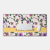 Fleurs Colorées, Fond Rose, Jaune (Clavier et souris)