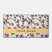 Fleurs Colorées, Fond Rose, Jaune (Recto)