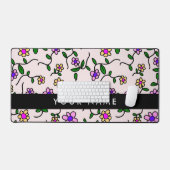 Fleurs Colorées, Fond Rose, Noir (Clavier et souris)