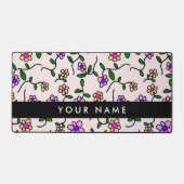 Fleurs Colorées, Fond Rose, Noir (Recto)