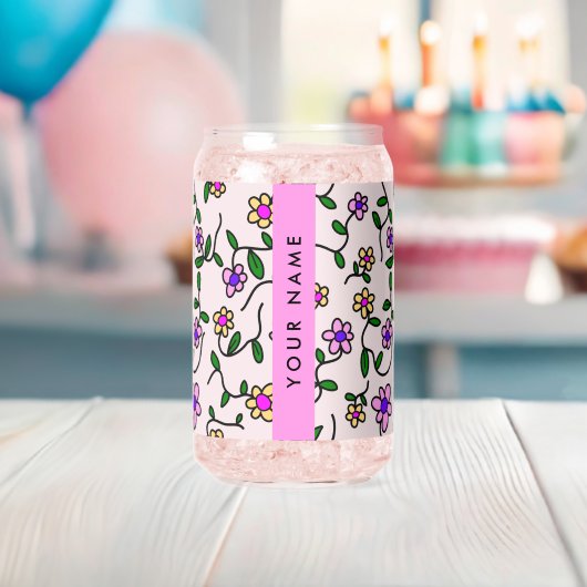 Fleurs Colorées, Fond Rose, Rose (Insitu (Baby Shower))