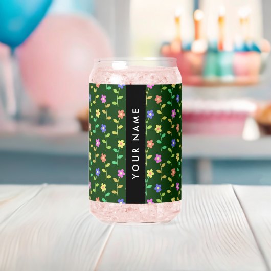 Fleurs Colorées, Fond Vert, Noir (Insitu (Baby Shower))