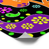 Fleurs colorées funky Retro Paisley Hippie Poster (Coin)