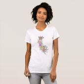 Fleurs colorées Giraffe T-shirt cadeau (Devant entier)