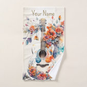 Fleurs colorées Guitare instrument de musique élég (Serviette à main)