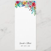 Fleurs colorées Menu plat Mariage (Dos)