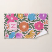 Fleurs colorées mignonnes Filles Monogramme (Serviette à main)