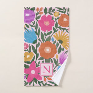 Fleurs colorées mignonnes Filles Monogramme