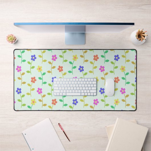 Fleurs Colorées, Motif Floral, Feuillage, Boho (Bureau 1)