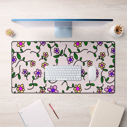 Fleurs Colorées, Motif Floral, Verdure, Boho (Bureau 1)