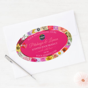Fleurs colorées Pink Produit Coeurs Étiquette Logo