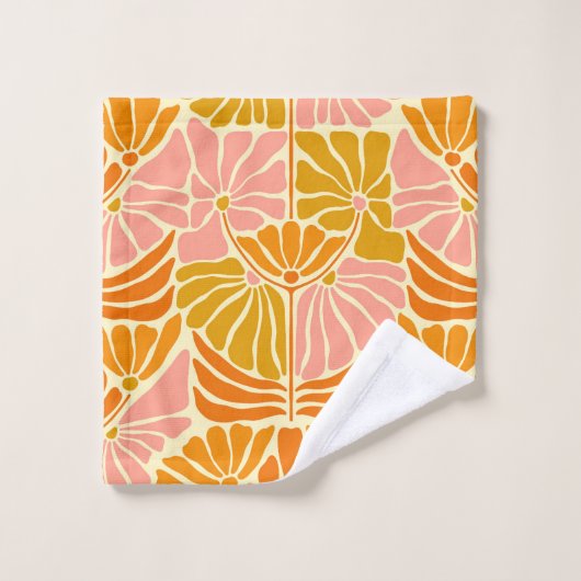 Fleurs colorées rétro (Gant de toilette)