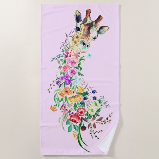 Fleurs colorées Serviette de plage Giraffe - Vos C (Devant)