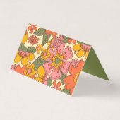 Fleurs colorées Vintage Retro Mariage Carte Place (Back)