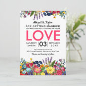 Fleurs colorées vives Faire-part de mariage d'été (Debout devant)