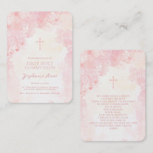 Fleurs Communion Pink Aquarelles Cartes de prière