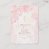 Fleurs Communion Pink Aquarelles Cartes de prière (Dos)