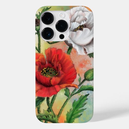 Fleurs coques iphone de pavot blanc rouge - Peintu (Verso)