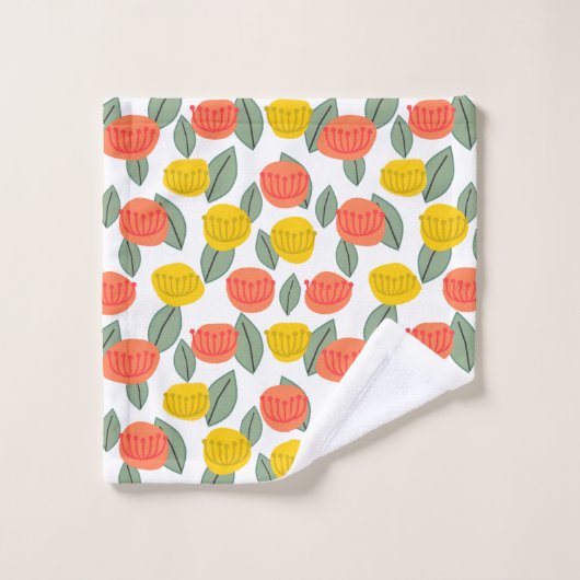 Fleurs corail et or (Gant de toilette)