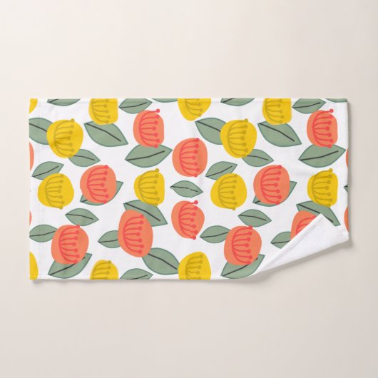 Fleurs corail et or (Serviette à main)