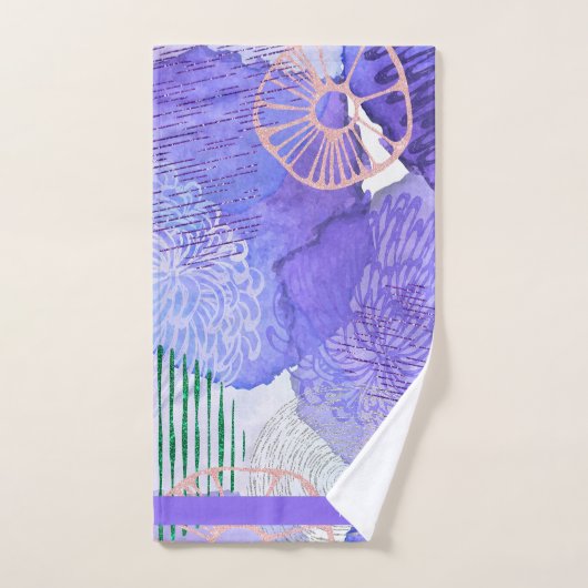 FLEURS COULEUR D'EAU POURPLE (Serviette à main)