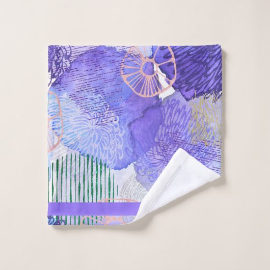 FLEURS COULEUR D'EAU POURPLE (Gant de toilette)