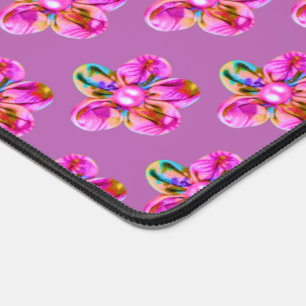 Fleurs cousues à la main rose vif sur magenta