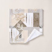 Fleurs crème sur fond blanc (Gant de toilette)