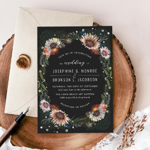 Fleurs croisées Faire-part de mariage noire unique