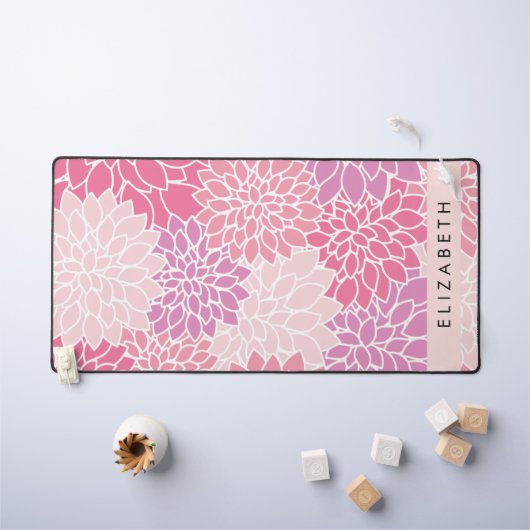 Fleurs Dahlia Roses, Motif De Fleurs, Votre Nom (Tableau pour enfants)