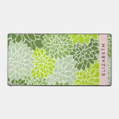 Fleurs Dahlia Vertes, Motif Floral, Votre Nom (Recto)