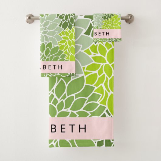 Fleurs Dahlia Vertes, Motif Floral, Votre Nom (En situation)