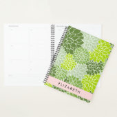 Fleurs Dahlia Vertes, Motif Floral, Votre Nom (Devant avec enveloppe)