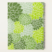 Fleurs Dahlia Vertes, Motif Floral, Votre Nom (Dos)