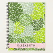 Fleurs Dahlia Vertes, Motif Floral, Votre Nom (Devant)