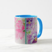 Fleurs d'amour Floral Aquarelle Turquoise Blue Mug (Devant droit)