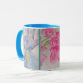 Fleurs d'amour Floral Aquarelle Turquoise Blue Mug (Devant gauche)