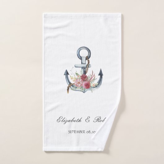Fleurs d'ancre à l'aquarelle Nautique (Serviette à main)