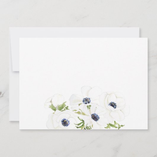 Fleurs d'anémone blanc faire-part de mariage (Dos)