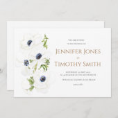 Fleurs d'anémone blanc faire-part de mariage (Devant / Derrière)