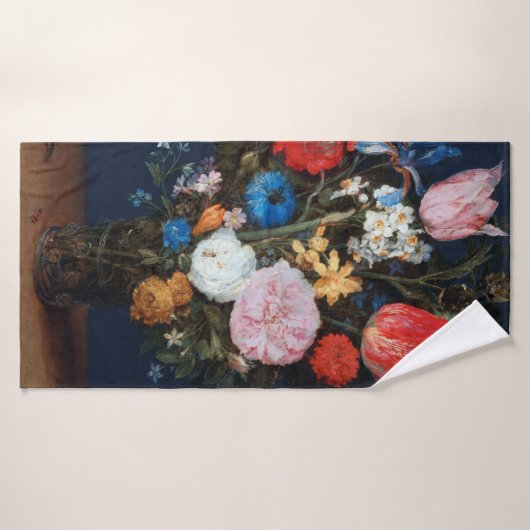 Fleurs dans un navire en verre, Jan Brueghel l'Anc (Serviette de bain)