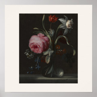 Fleurs dans un vase affiche carrée de l'Âge d'or h