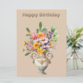 Fleurs dans Vase Carte Plat Anniversaire (Debout devant)