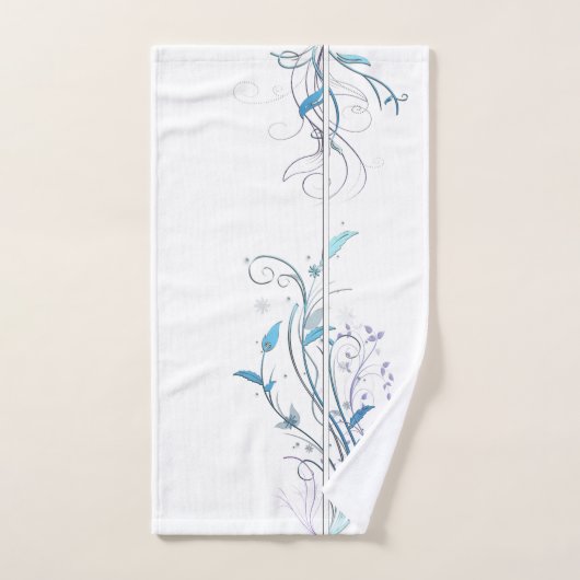 Fleurs dans Vins Bleu (Serviette à main)